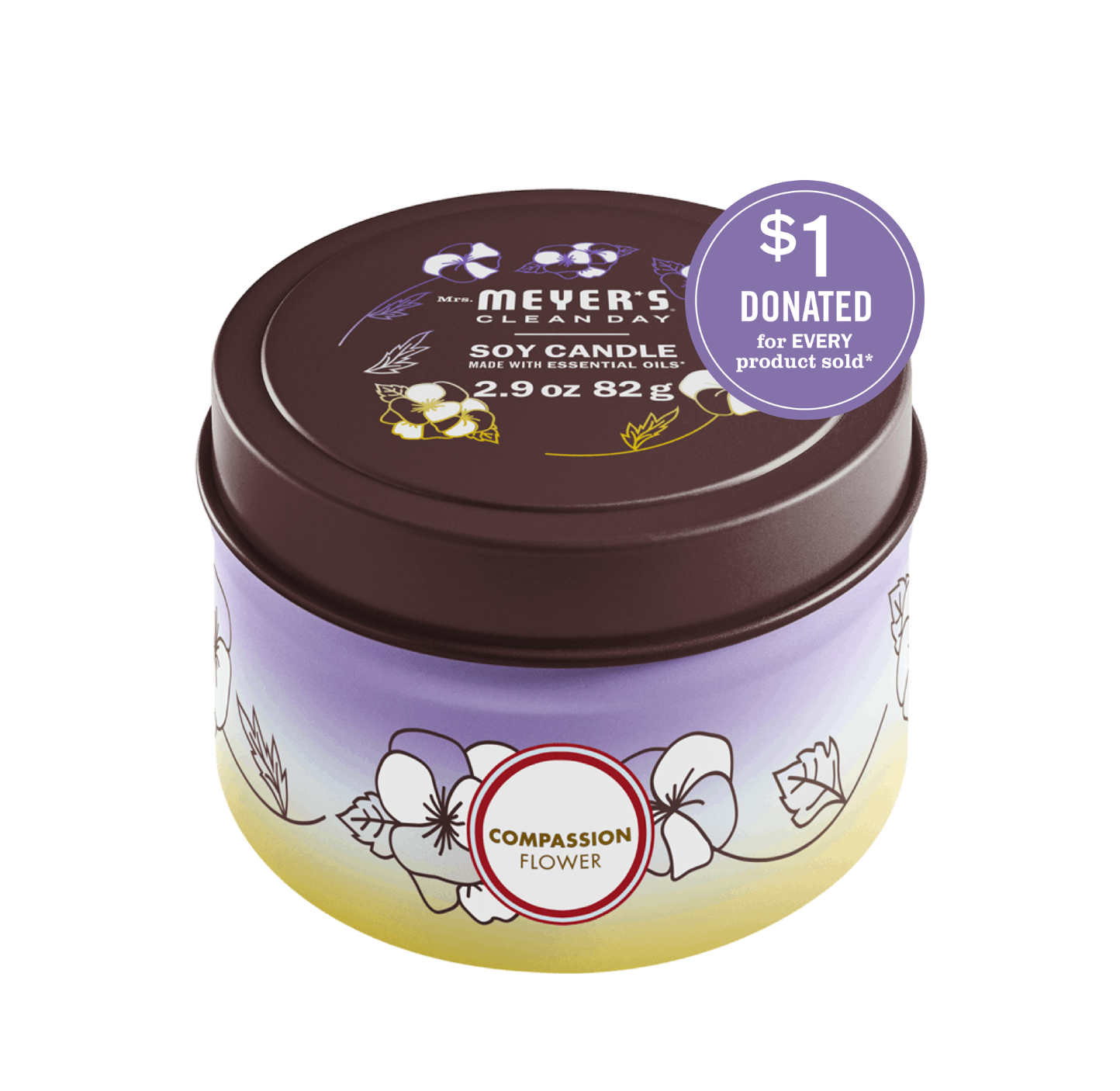 Mrs. Meyer's Compassion Flower Tin Candle – Mrs. Meyer's Clean Day