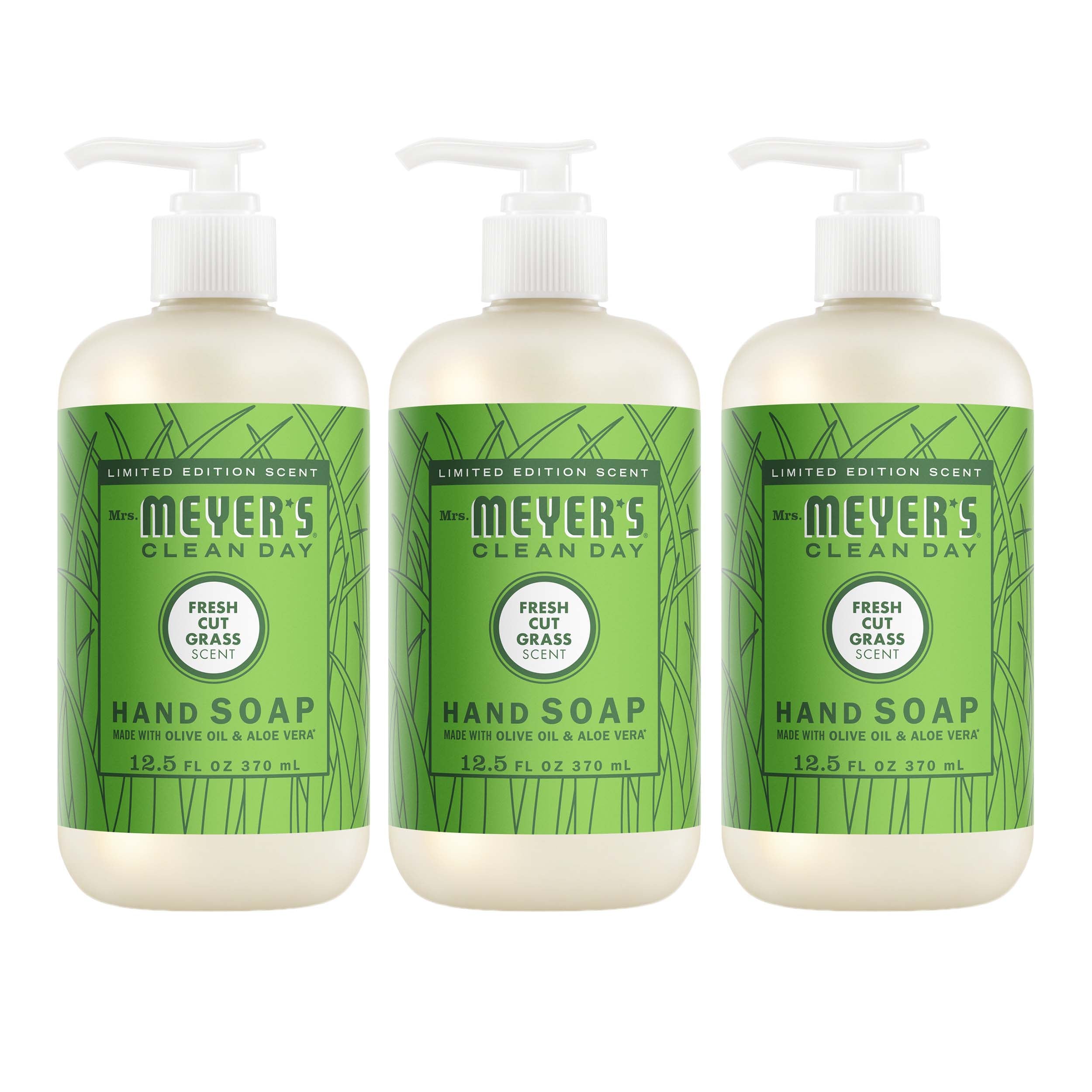 HAND SOAP / SAVON MAINS 250ml 2本セット Mrs. Meyer's Fresh Cut Grass Liquid Hand Soap 3-count Bundle