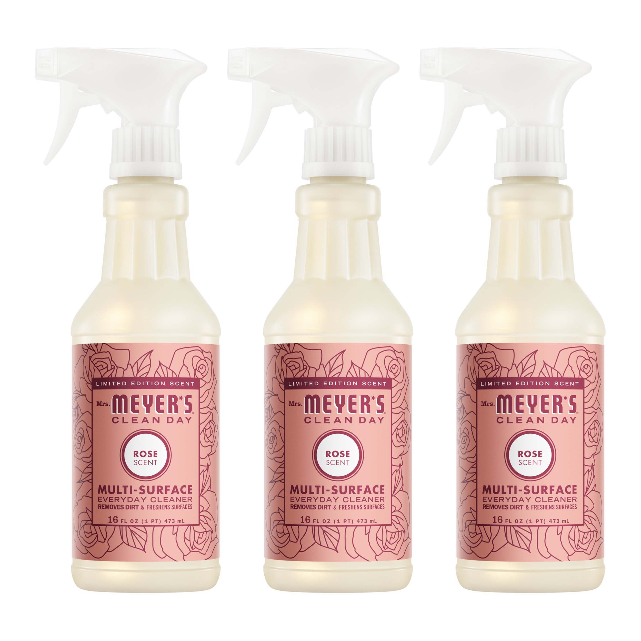 Mrs. Meyer's Rose Multi-Surface Everyday Cleaner 3-count Bundle