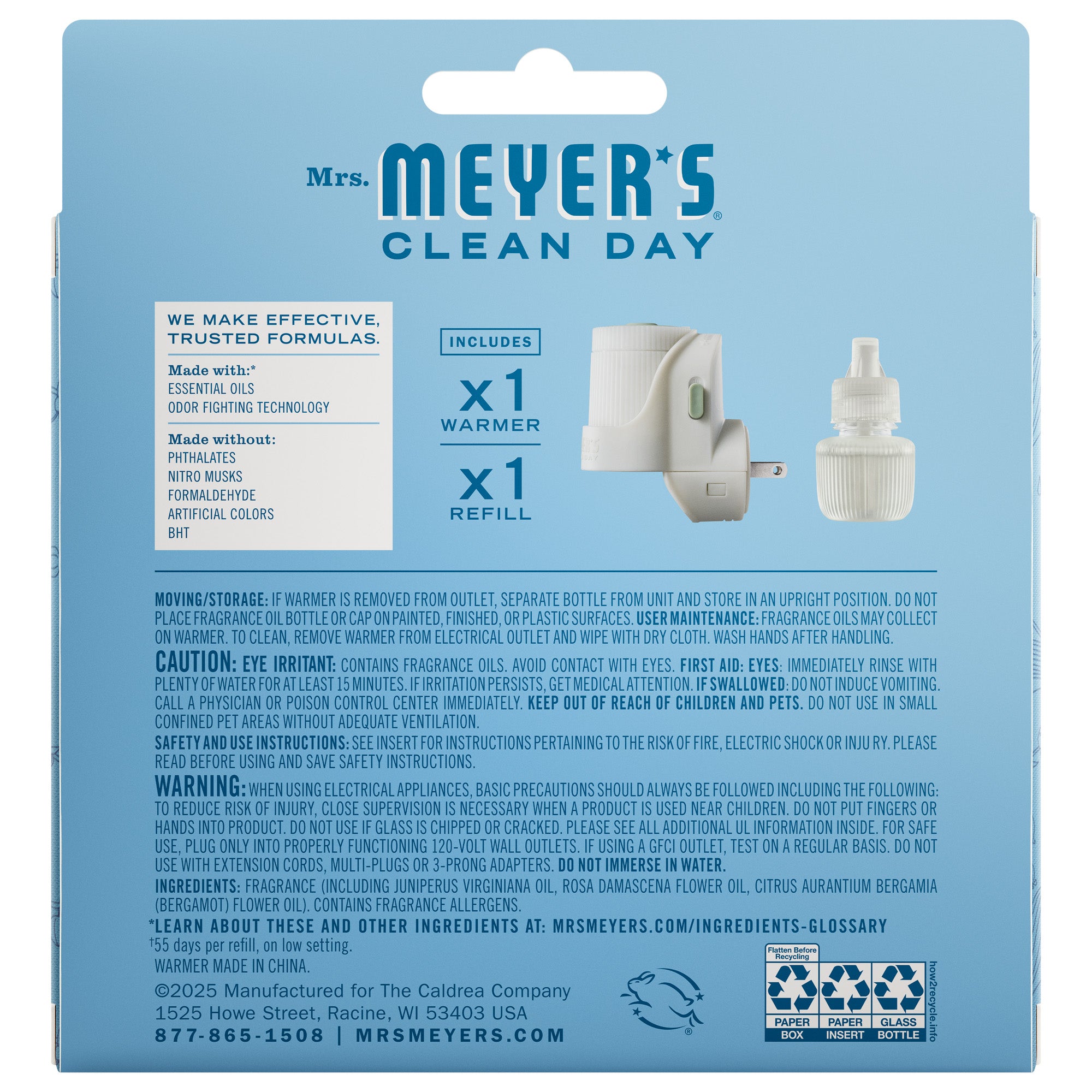 Mrs. Meyer's Clean Day Premium Scented Oil Plug-In Diffuser Air Freshener Starter Kits - Rain Water - 1 Warmer + 1 Refill - 0.67 fl oz - Thumbnail 4