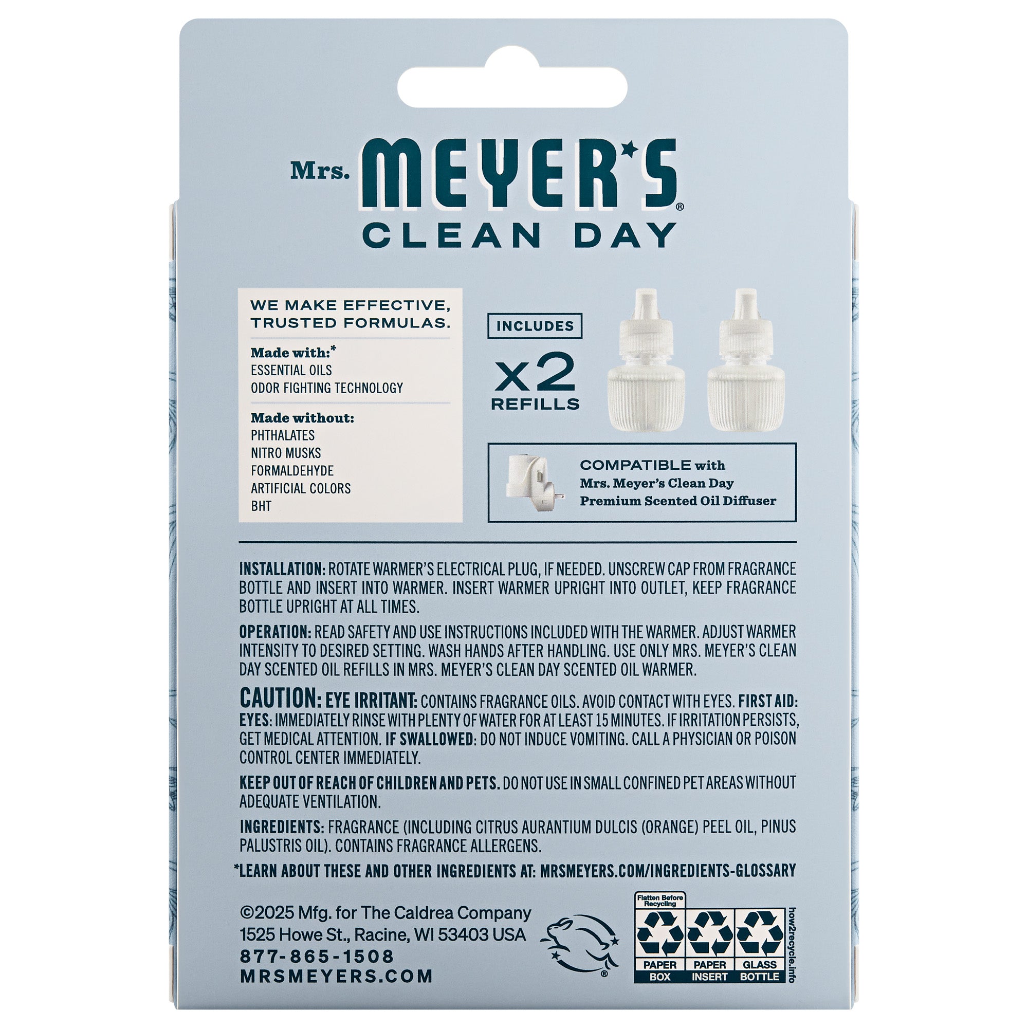 Snowdrop Plug In Scented Oil Refill, 2-Pack – Mrs. Meyer's Clean Day